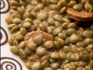 Stewed pardin lentils
