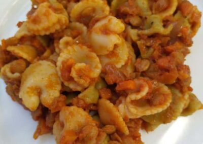 Pasta with lentil bolognese