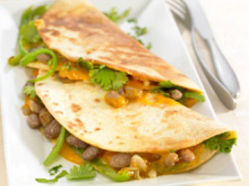 Quesadillas with Pinto Beans, Peppers and Cheddar