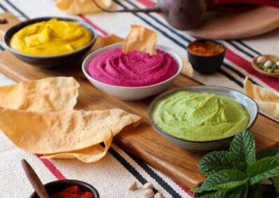 Pea, lime and mint hummus