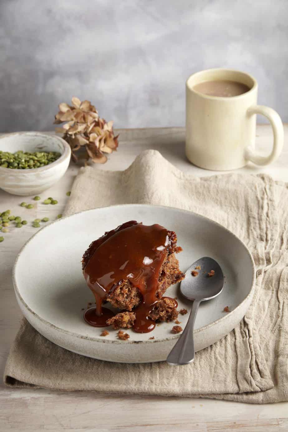 Split green pea sticky toffee pudding