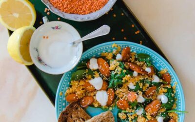 Lentil salad, cumin and yogurt dressing  